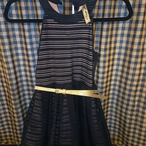 Knitworks Blue Dress with Gold Belt